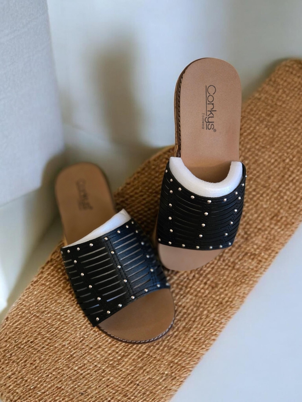 Corkys Black Studded Slide Mules with Comfort Footbed Size 8 NWOT! NEVER WORN!!